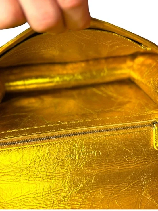 Christian Dior Diorama Flap Bag Metallic Gold Crinkled Lambskin + COA & Box - Picture 8 of 16